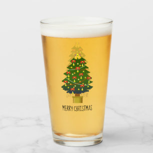 Verre Joyeux Arbre De Noël Avec Lumières