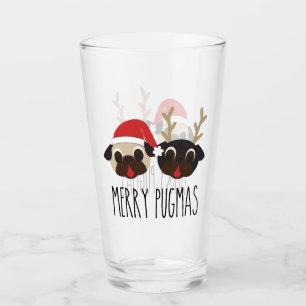 Verre Joyeux carlin Père Noël de Pugmas et renne
