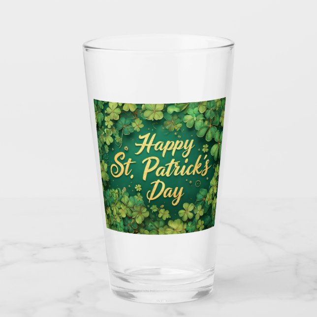 Verre Joyeux design de trèfle de la Saint-Patrick (Devant)