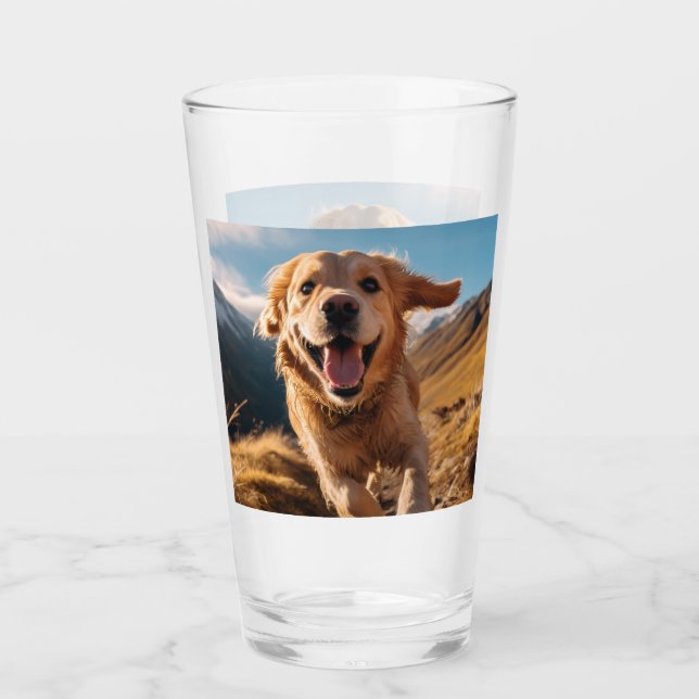 Verre Joyeux Golden Retriever en cours (Devant)