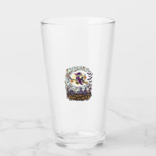 Verre Joyeux Halloween Balai de Sorcière Chat Noir Fantô