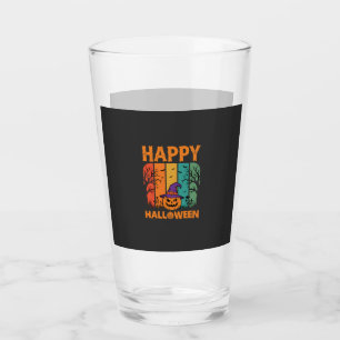 Verre Joyeux Halloween Citrouille Vintage Vecteur
