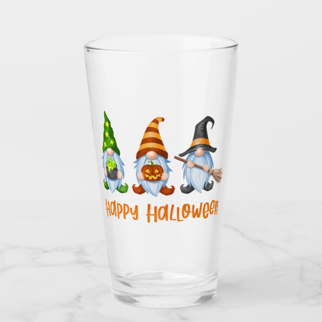 Verre Joyeux Halloween mignonette Aquarelle Gnomes (Devant)