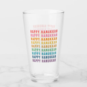 Verre Joyeux Hanukkah Typographie Simple Couleurs Arc-