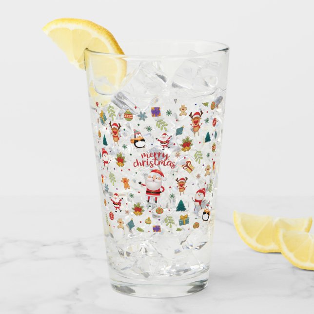 Verre Joyeux Motif de Noël (Devant glace)