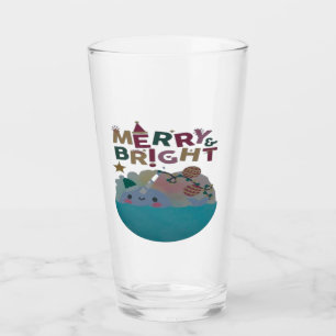 Verre Joyeux Noël blanc et bleu