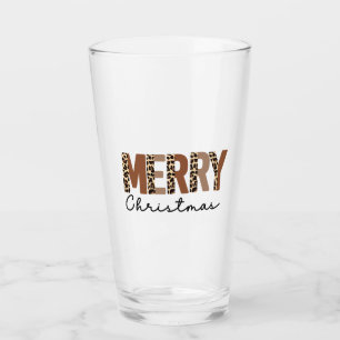 Verre "Joyeux Noël" Bloc de couleur moderne Leopard Boho
