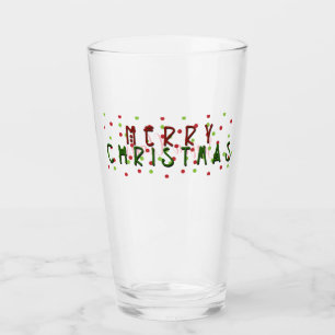 Verre Joyeux Noël personnalisé avec points rouges/verts