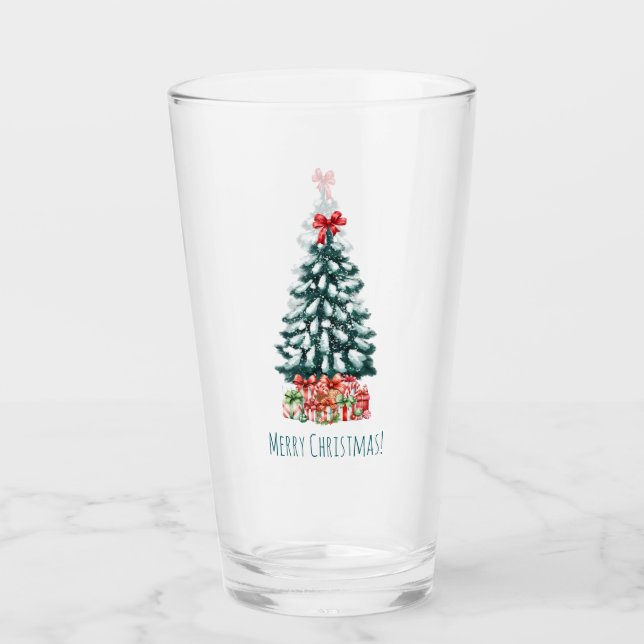Verre Joyeux Noël Pin enneigé (Devant)