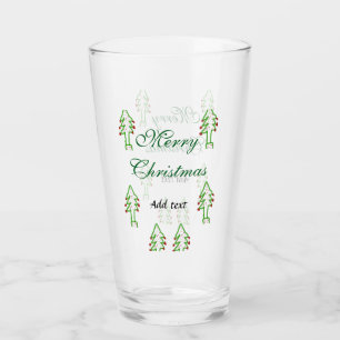 Verre Joyeux Noël vert sapin rouge cerise de Noël