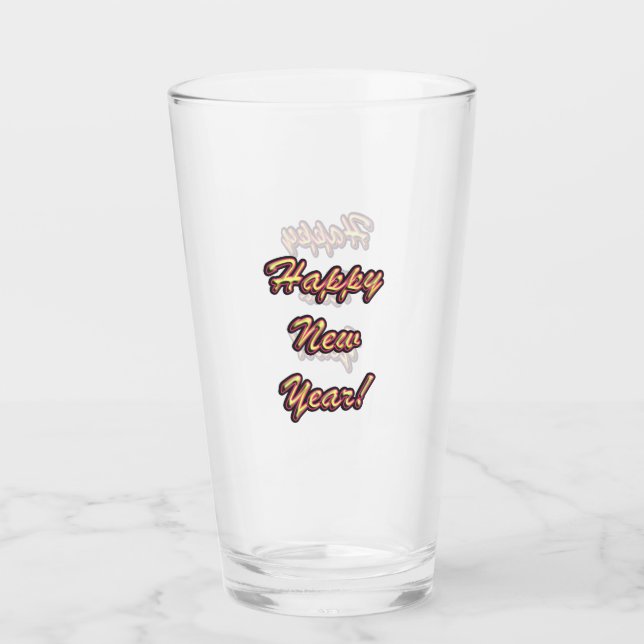 Verre Joyeux Nouvel An coloré (Devant)