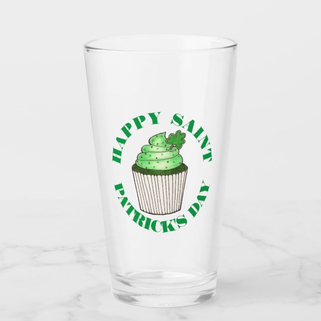 Verre Joyeux Saint Patrick's Day Green Shamrock Cupcake (Devant)