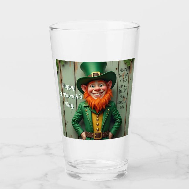 Verre Joyeux Saint Patrick's Day Leprechaun (Devant)