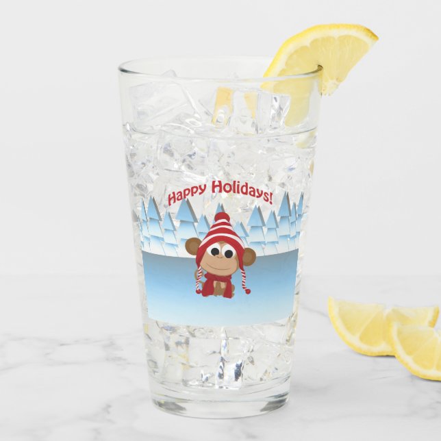 Verre Joyeux singe des fêtes (Dos glace)
