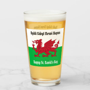 Verre Joyeux St. David's Day Red Dragon Gallois Drapeau