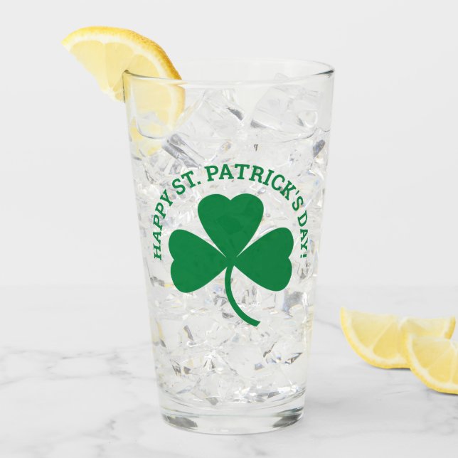 Verre Joyeux St. Patrick's Day Feuille Shamrock verte (Devant glace)