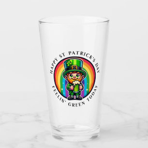 Verre Joyeux St Patrick's Day Leprechaun avec bière vert