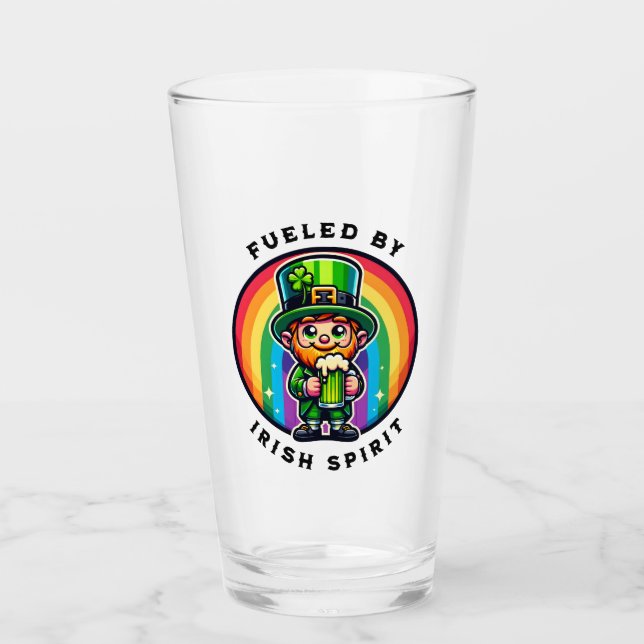 Verre Joyeux St Patrick's Day Leprechaun avec bière vert (Devant)