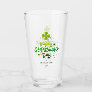 Verre Joyeux St. patrick's day Nom de famille Shamrock