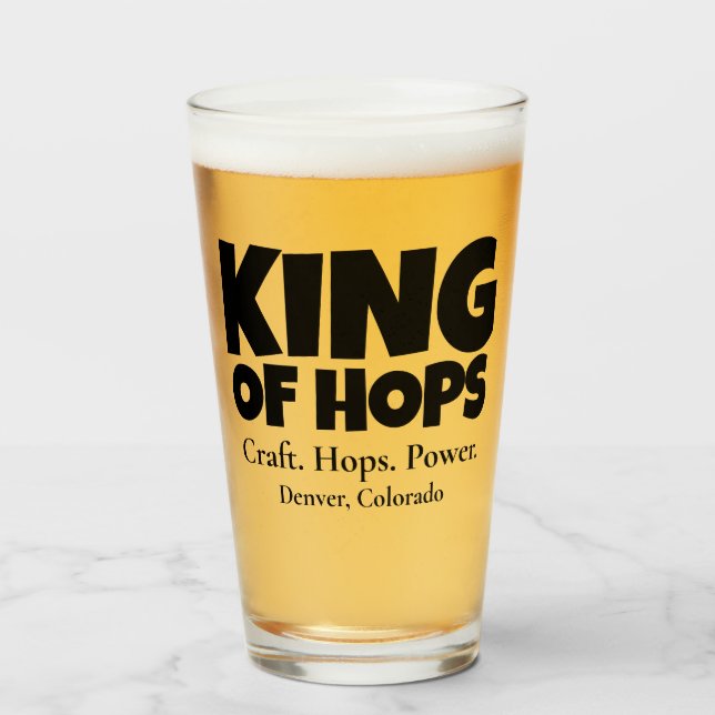 Verre King of Hops - Craft Hops Power Custom (Devant (rempli))