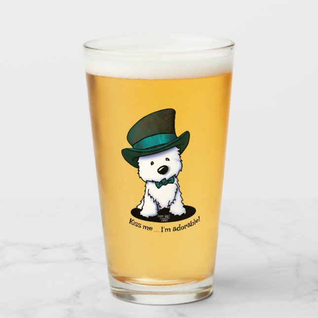 Verre KiniArt Westie Terrier St. Paddy's (Devant (rempli))