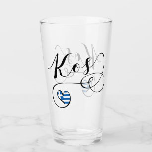 Verre Kos Coeur Dans Le Drapeau, Grèce, I Love Kos, Cos