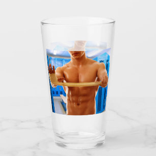 Verre La chemise de SlipperyJoe, homme musclé torse nu, 