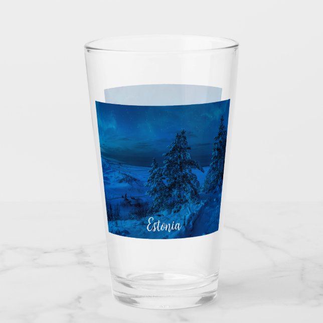 Verre La côte maritime d'hiver au clair de lune (Devant)