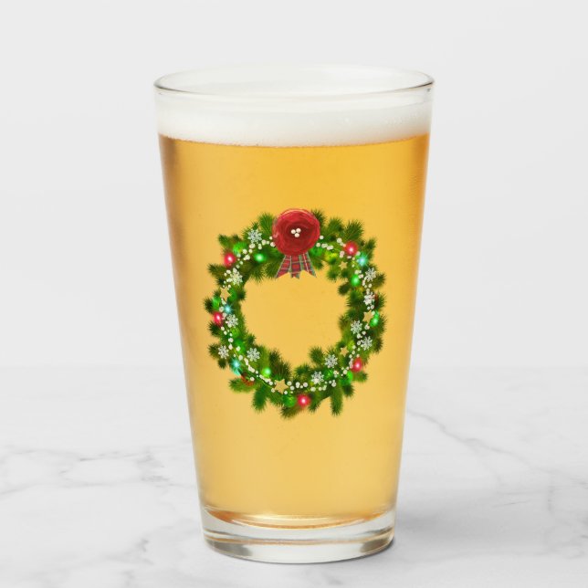 Verre La couronne de Noël décorée (Devant (rempli))