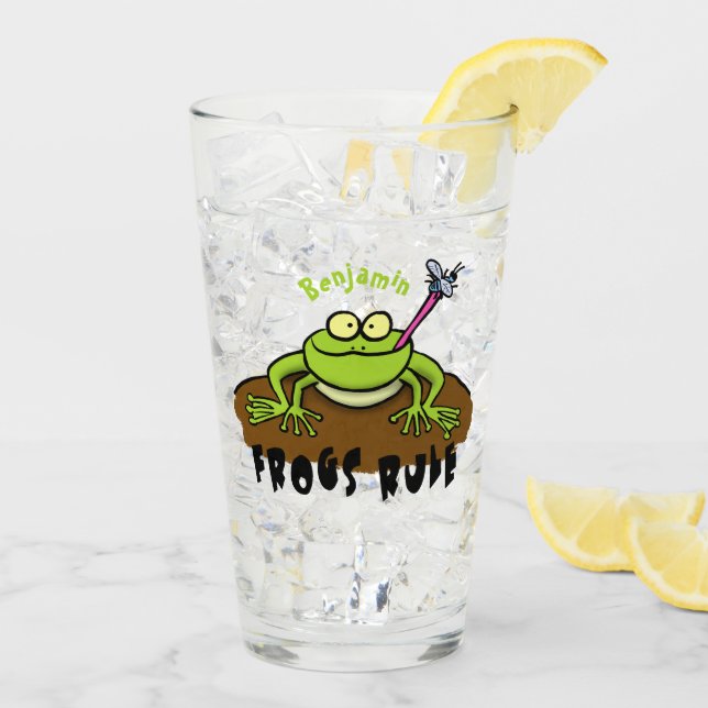 Verre La grenouille règle drôle dessin de grenouille ver (Dos glace)