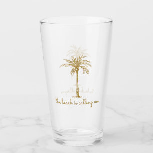 Verre La plage m'appelle Palmier à coco doré