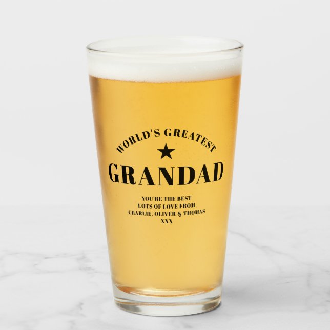Verre La plus grande pinte noire GRANDAD du monde (Devant (rempli))