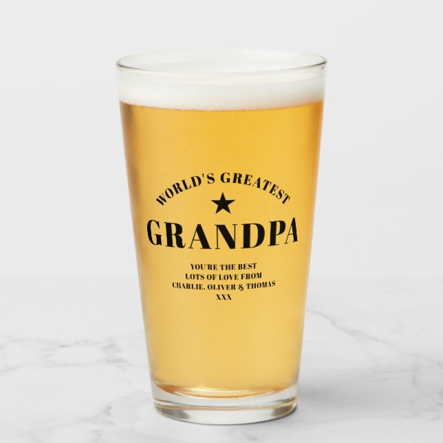 Verre La plus grande pinte noire GRANDPA du monde (Devant (rempli))
