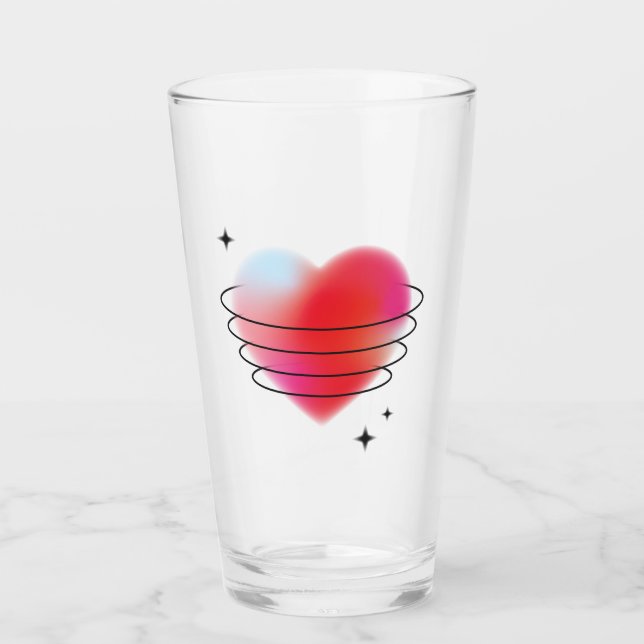 Verre La Saint Valentin planète coeur rouge (Devant)