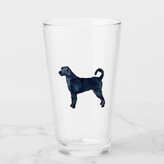 Verre Labradoodle Chien race Silhouette Aquarelle noire (Devant)