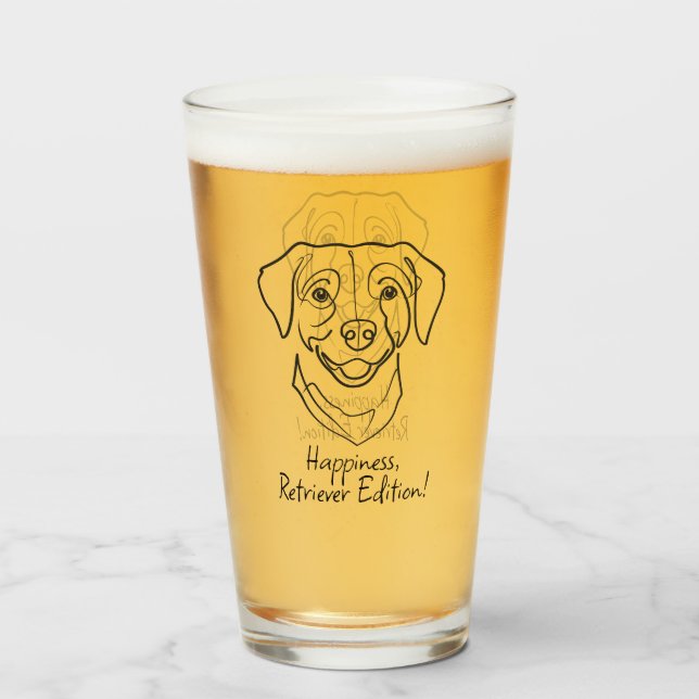 Verre Labrador Retriever. Bonheur, Édition Retriever ! (Devant (rempli))
