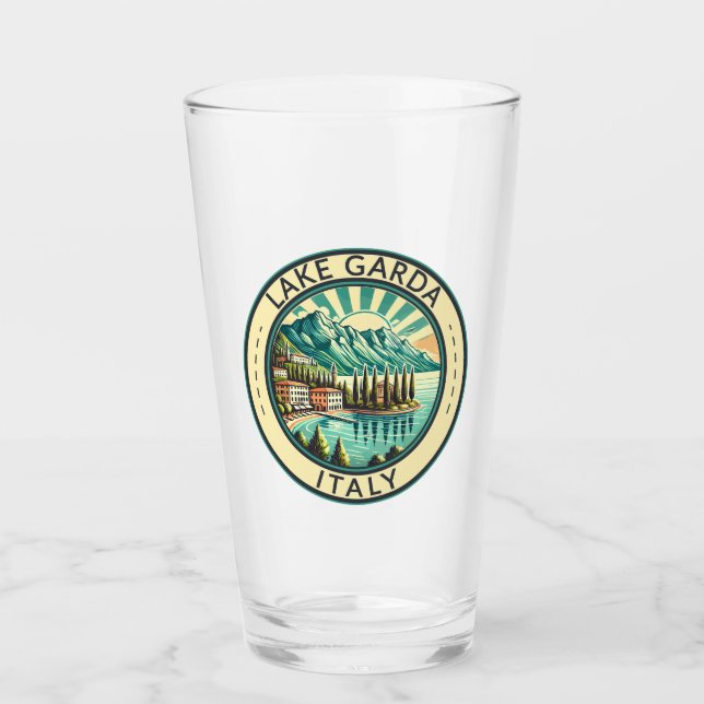 Verre Lac de Garde Italie Illustration Badge d'Art Voyag (Devant)