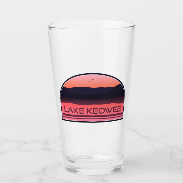 Verre Lac Keowee Caroline du Sud Red Sunrise (Devant)