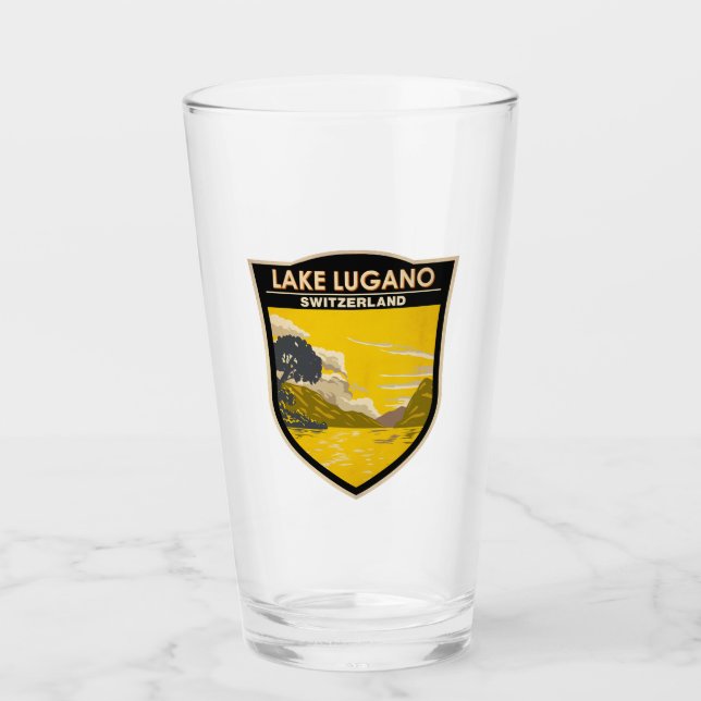 Verre Lac Lugano Suisse Travel Art Vintage (Devant)