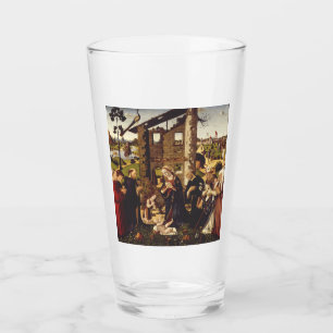 Verre L'adoration de l'enfant avec les saints et les don
