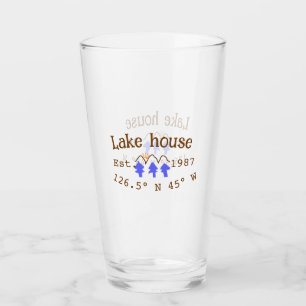 Verre Lake house et. Date année coordonnées personnalisé