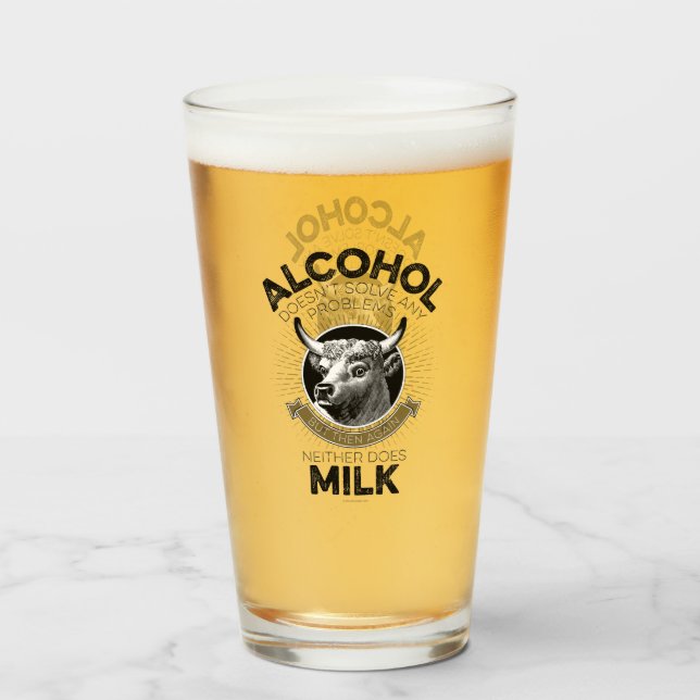 Verre L'alcool contre le lait (Devant (rempli))