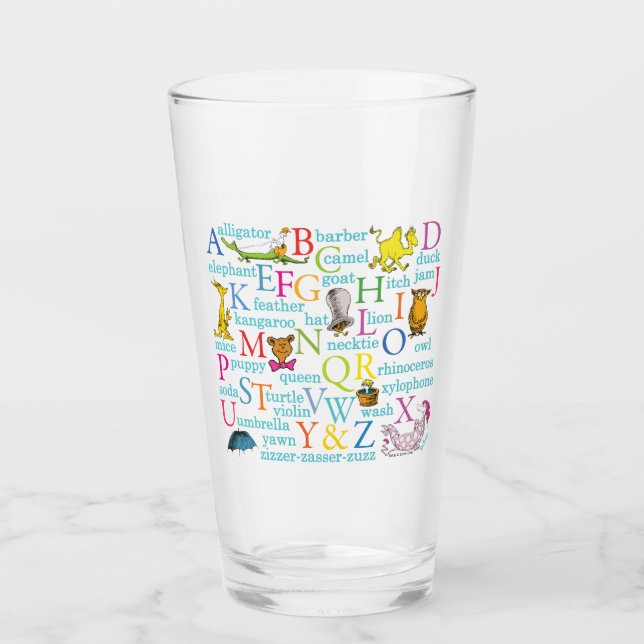 Verre L'alphabet du Dr Seuss avec des mots (Devant)