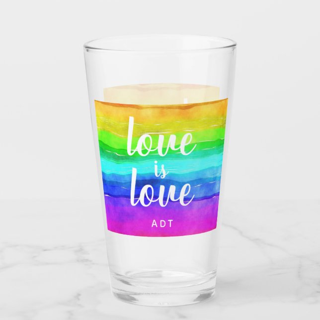 Verre L'amour est Amour Gay pride Monogramme Aquarelle a (Devant)