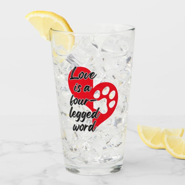 Verre L'amour est un mot à quatre pattes.w (Devant glace)
