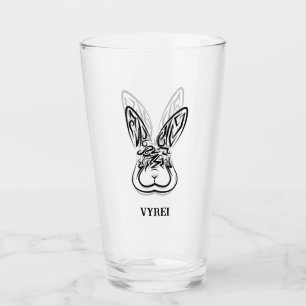 Verre Lapin tribal noir et blanc