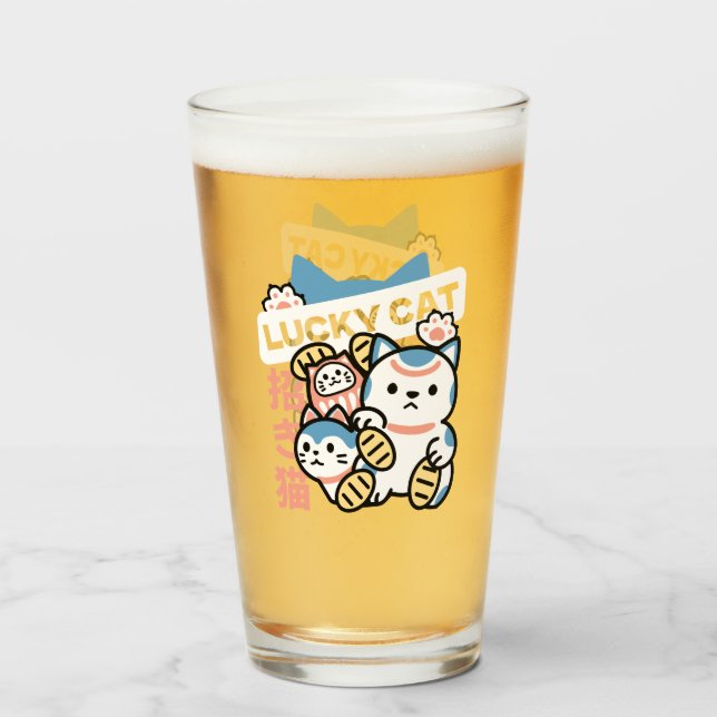 Verre L'art du chat chanceux – Maneki Neko avec pièce d' (Devant (rempli))