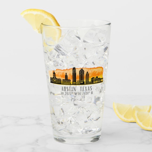Verre Latitude Austin Skyline (Devant glace)