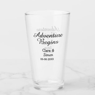 Verre L'aventure commence nom du couple marié datsimple