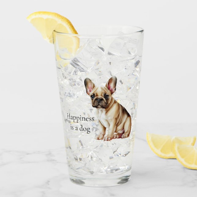 Verre Le bonheur est un chien (Devant glace)